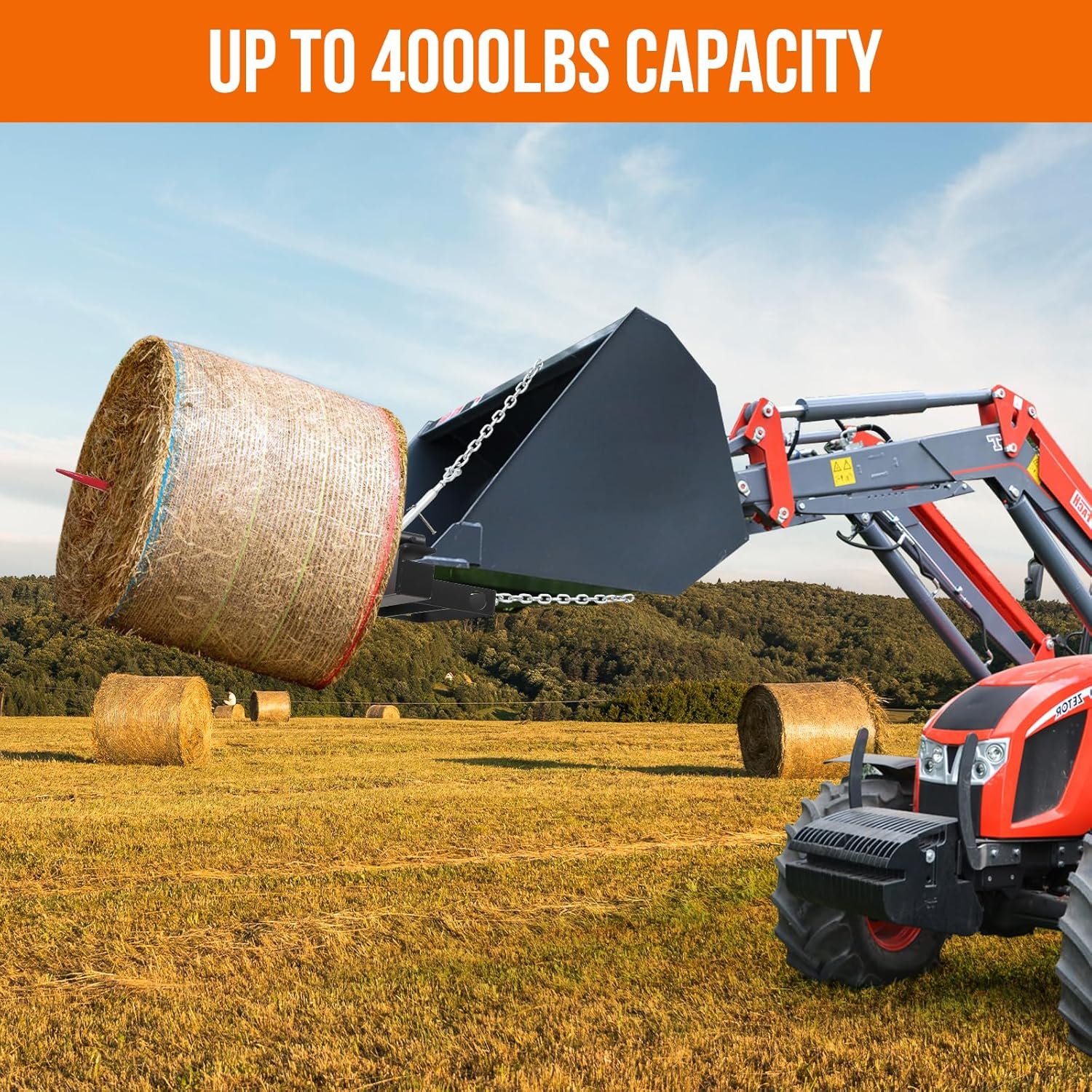 CF-HSS-39-4000滑动转向装载机拖拉机附件，带有39 “ Hay Spear，Bale Spears