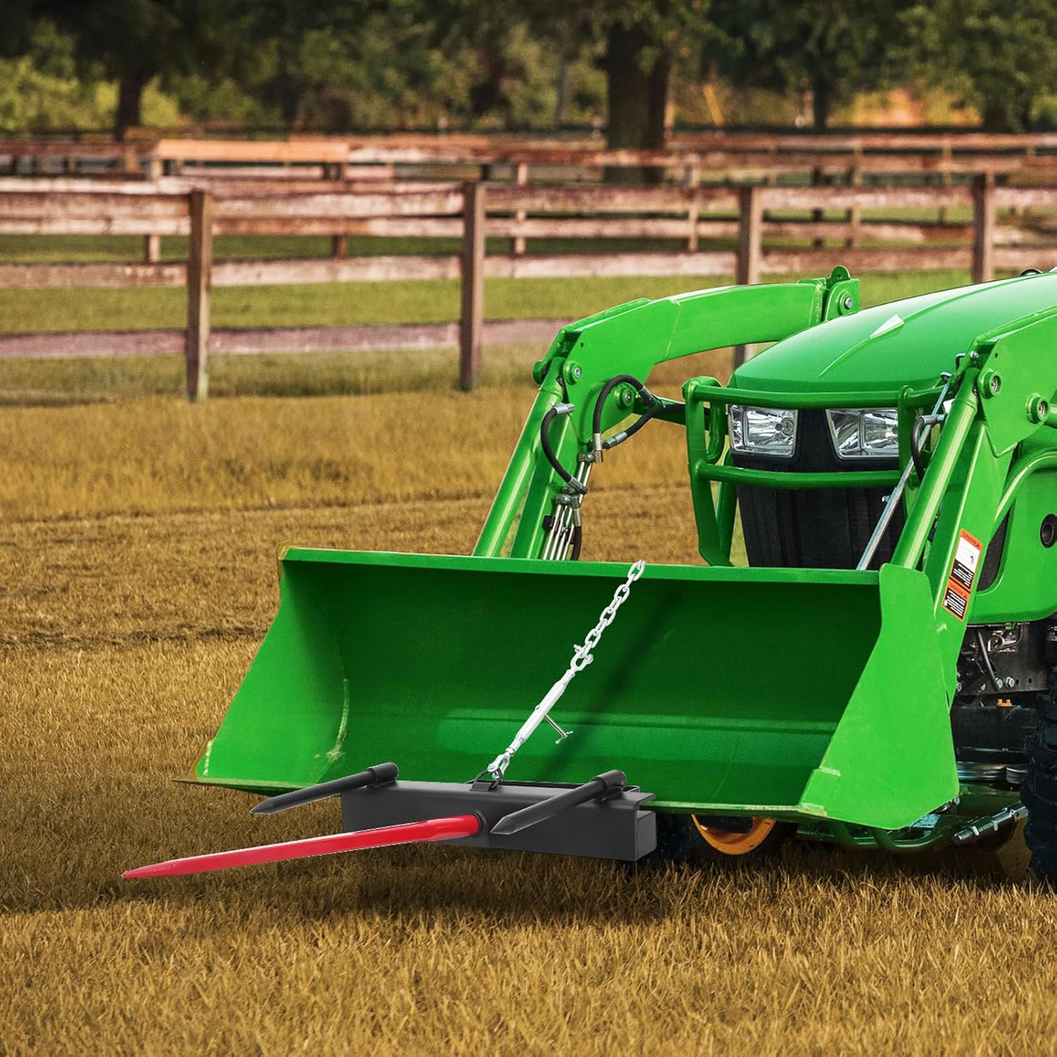 CF-HSS-39-4000滑动转向装载机拖拉机附件，带有39 “ Hay Spear，Bale Spears
