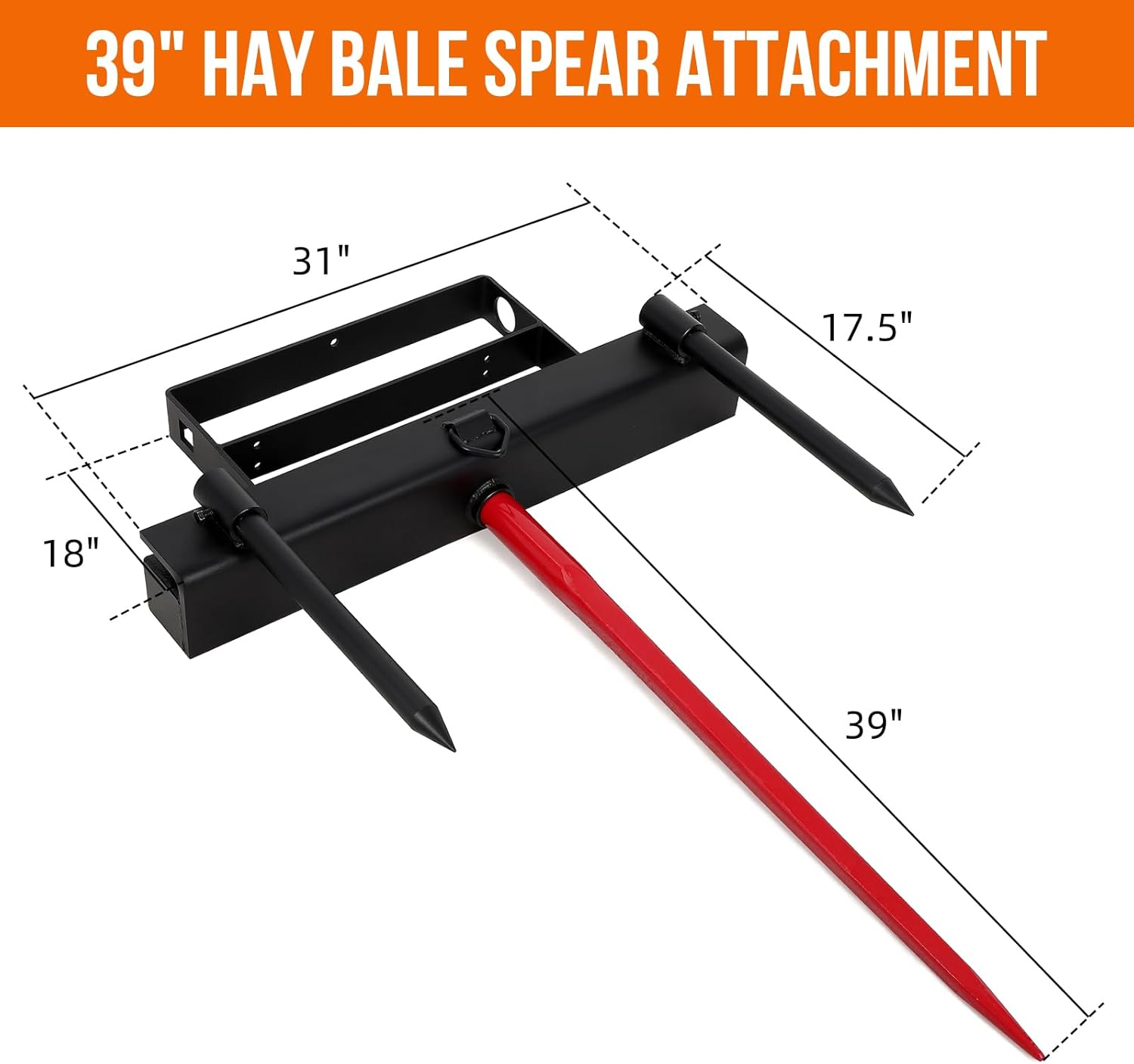 CF-HSS-39-4000滑动转向装载机拖拉机附件，带有39 “ Hay Spear，Bale Spears