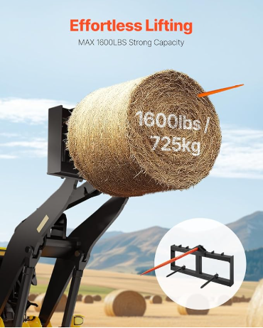CF-HS-49-1600 Skid转向装载机拖拉机附件49 “ Hay Spear，Bale Spears